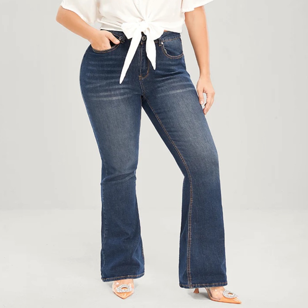 Bootcut Very Stretchy Mid Rise Medium Wash Sculpt Waist Jeans